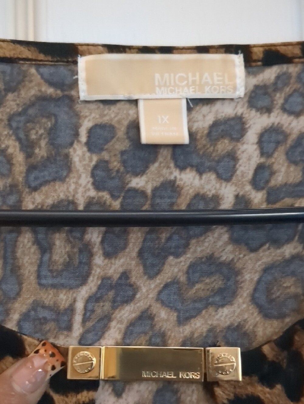 Michael Kors Leopard Print Blouse - Tan & Black